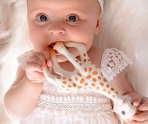 If you only put one chew toy on your registry, it should be Sophie the Giraffe. Photo courtesy of the Vulli Store on Amazon