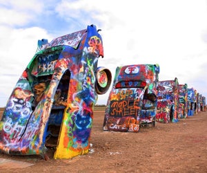 Stop at Cadillac Ranch near Amarillo for some cool photos on your roadtrip to the Texas Panhandle.